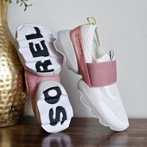 SOREL Kinetic Impact II Slip-On Sneakers White Pink Women’s 9 No Insoles